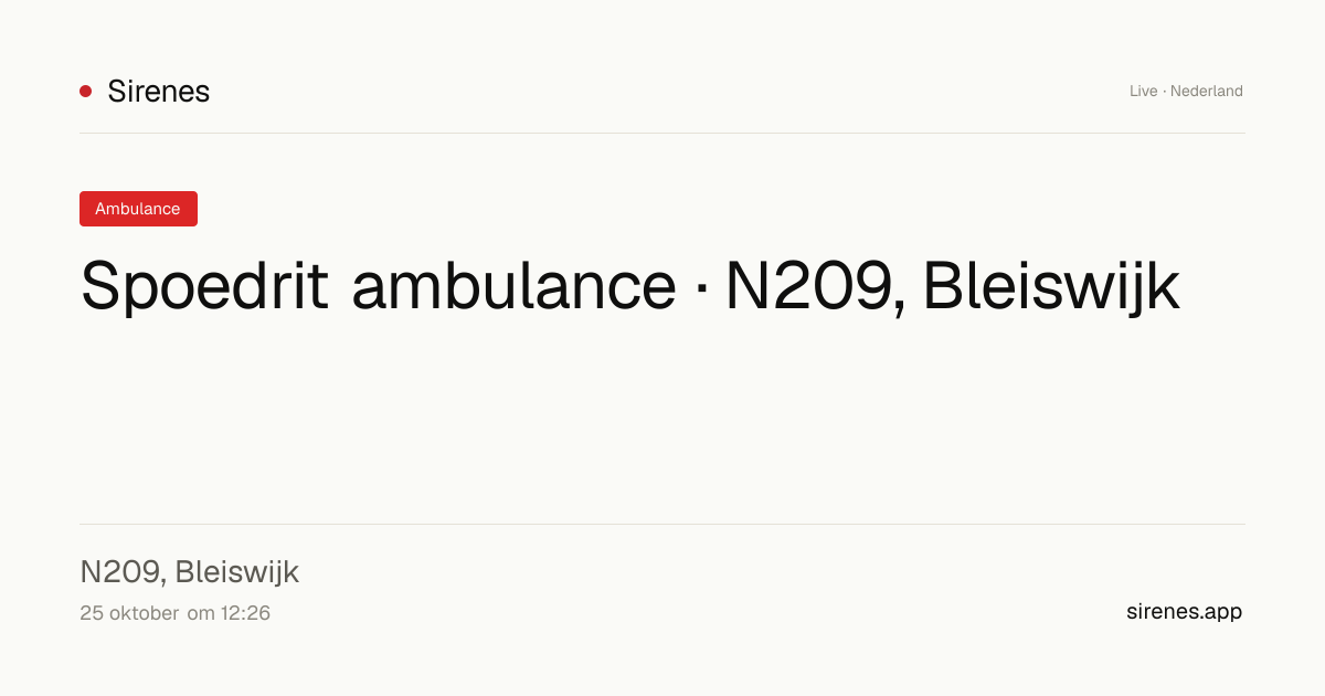 Spoedrit ambulance · N209, Bleiswijk · Sirenes